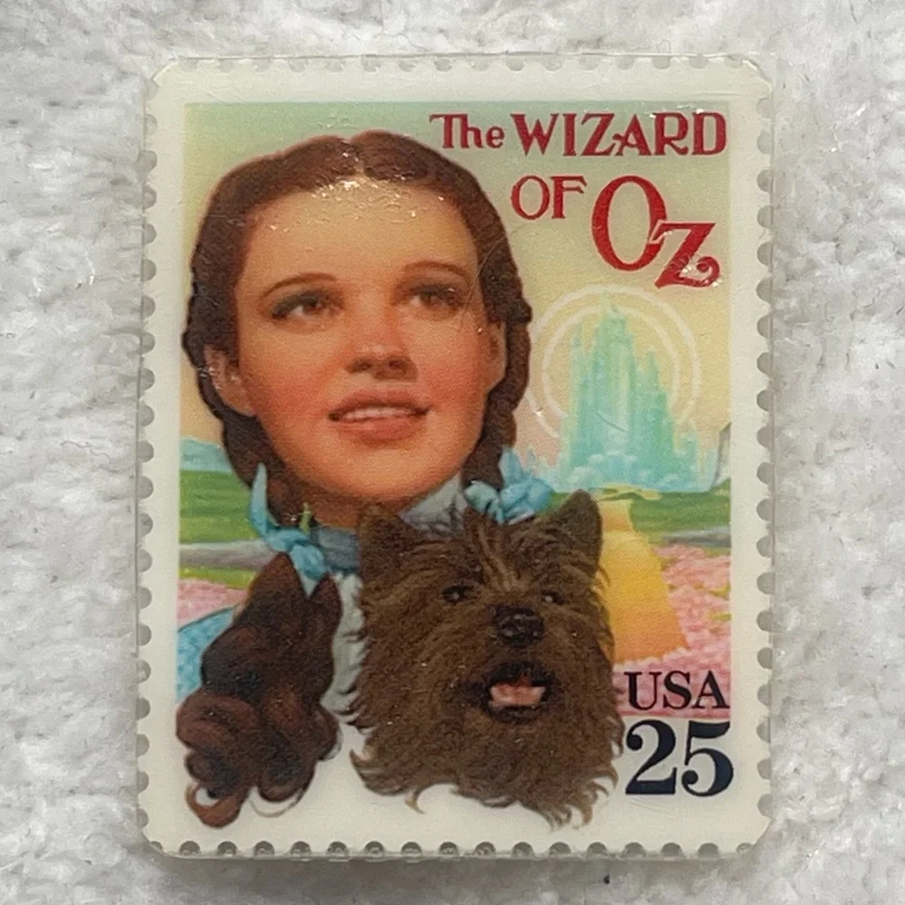 COPY Pin | Vintage Wizard of Oz Postage Stamp | Dorothy, Toto, Yellow Brick Road